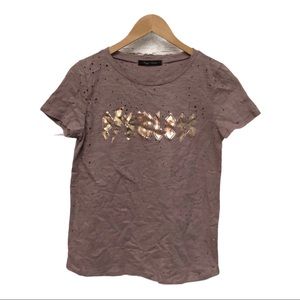 Rags II Riches mauve rose gold Flawless holey tee‎